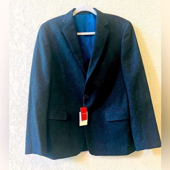 COPY - Duchamp Wool Blend Sportscoat Blazer Sz 38R Black White Flecks Med Weigh… - Picture 2 of 12